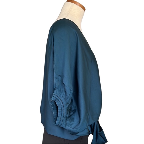 Diane von Furstenberg 'Edna' Silk Sash-Tie Blouse, Dark Teal, size 6 - Picture 11 of 16